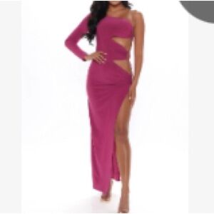 Elegant One-Shoulder Cutout Dress in Pink